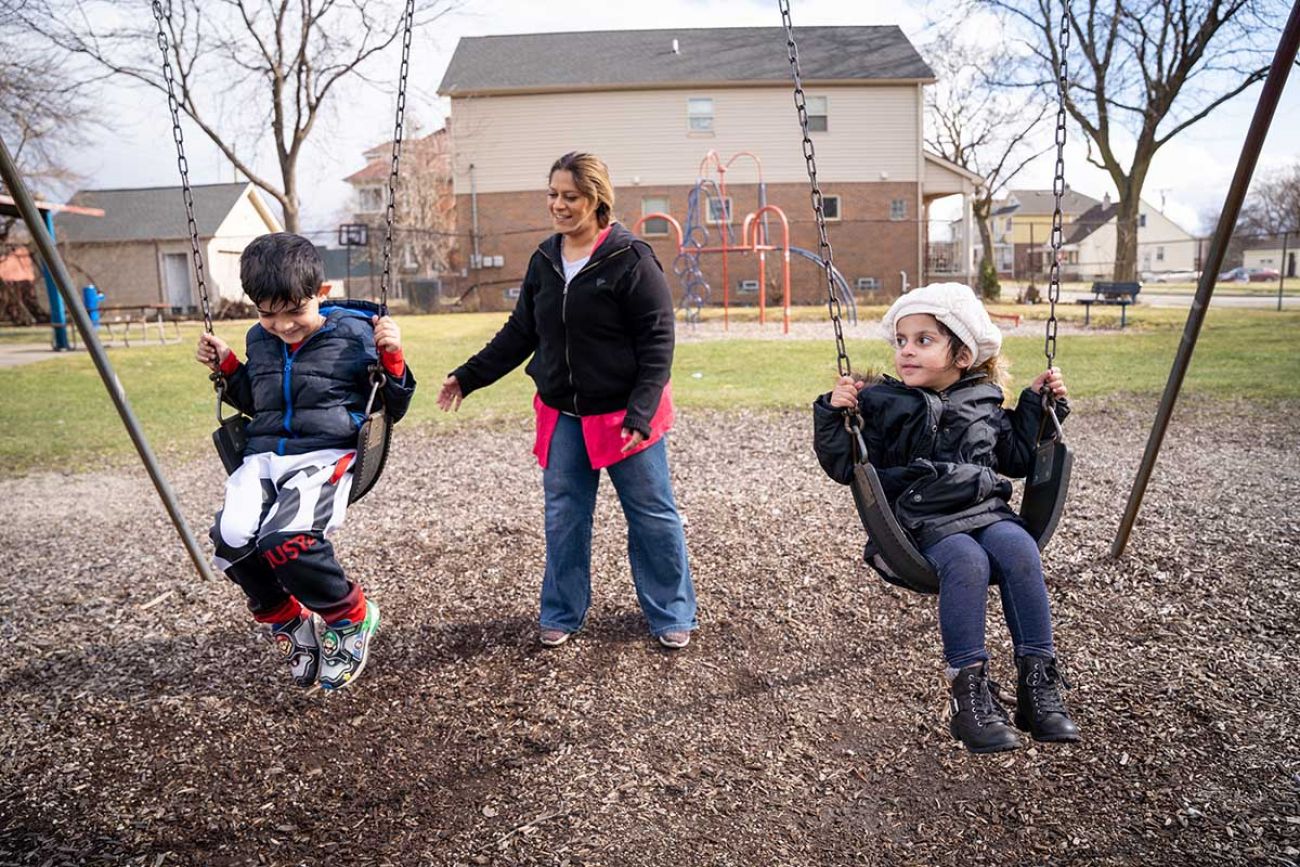 kids on swings