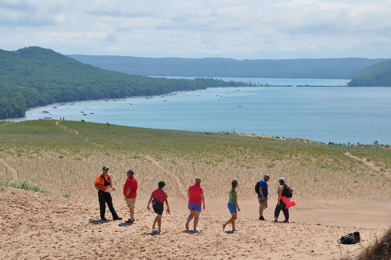 volunteers on the lakeshore