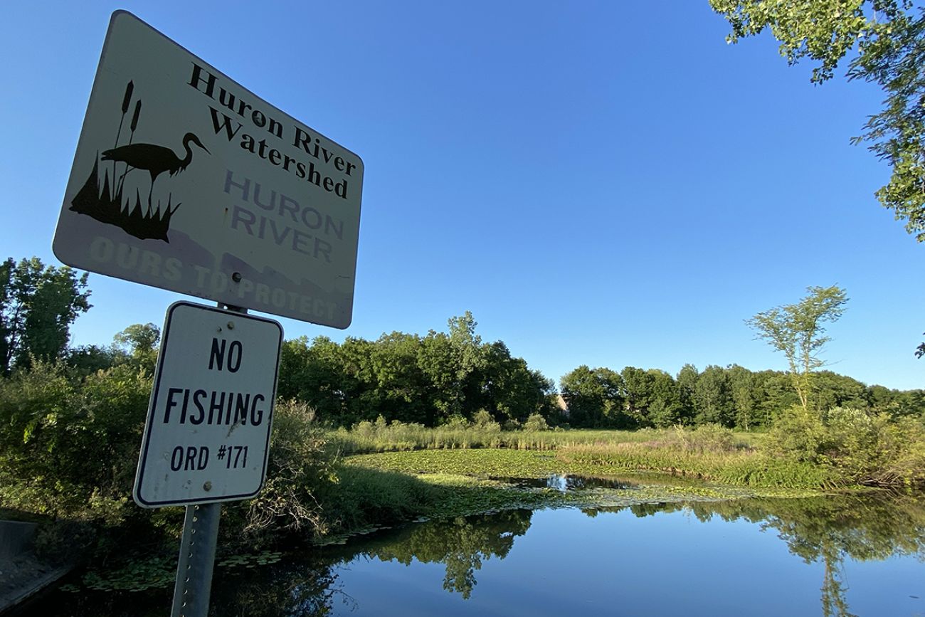 sign by huron river