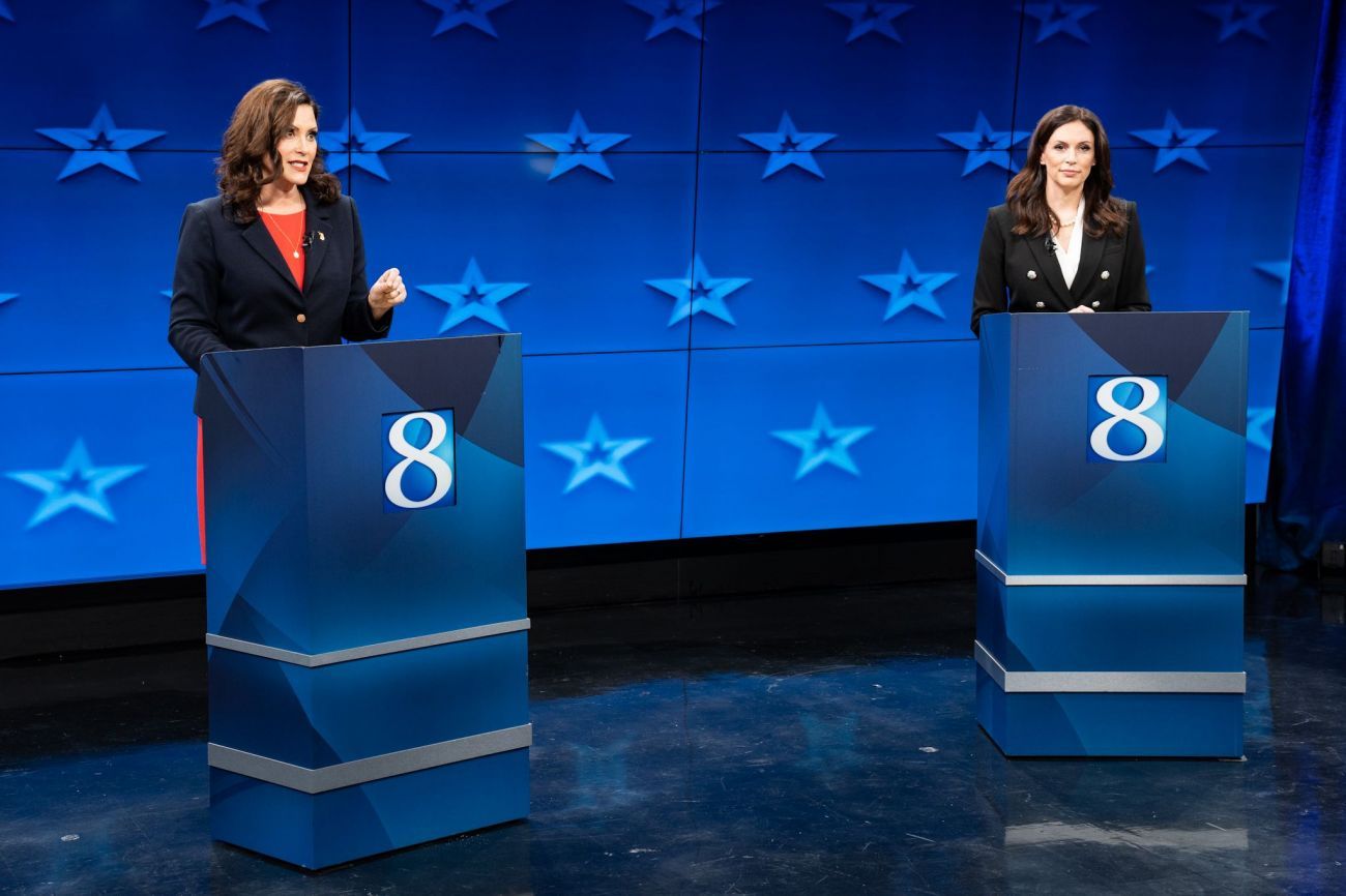 Tudor Dixon and Gretchen Whitmer at first debate