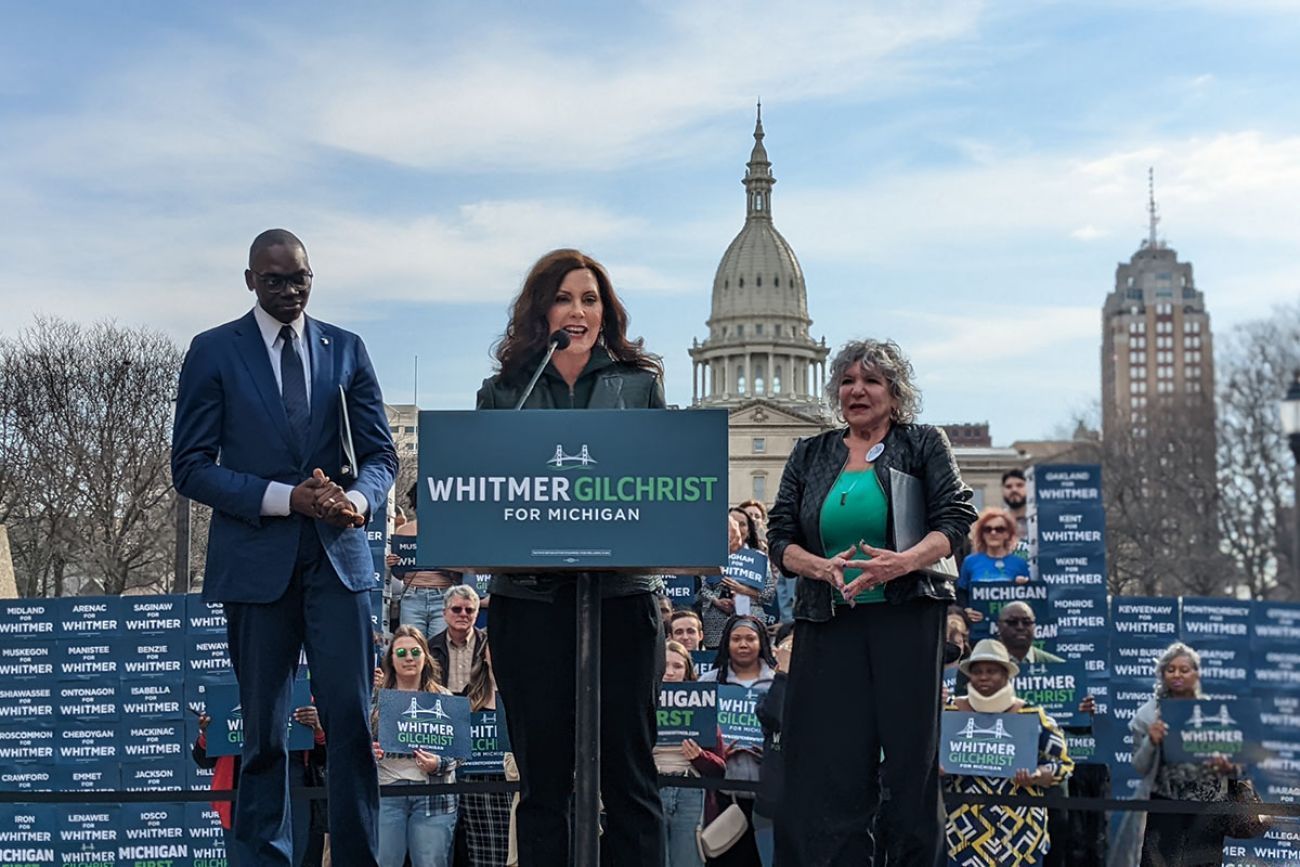 Gov. Gretchen Whitmer on the stage