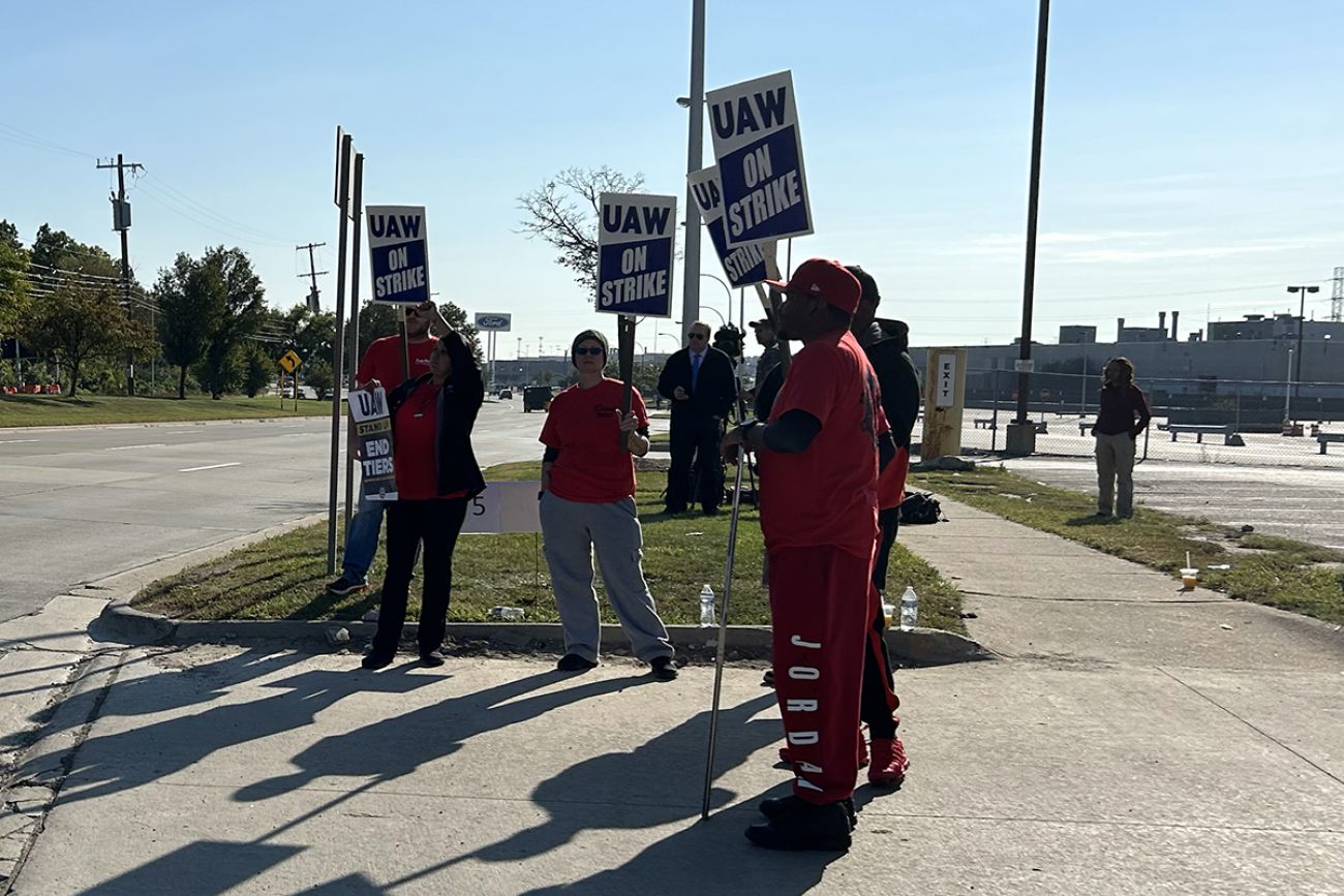 people walking off in Ford’s Michigan Assembly Plant in Wayne