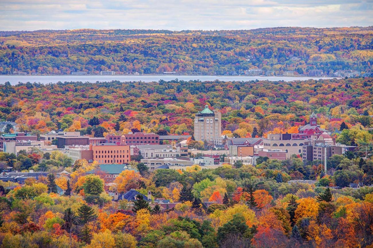 aerial view of Traverse City