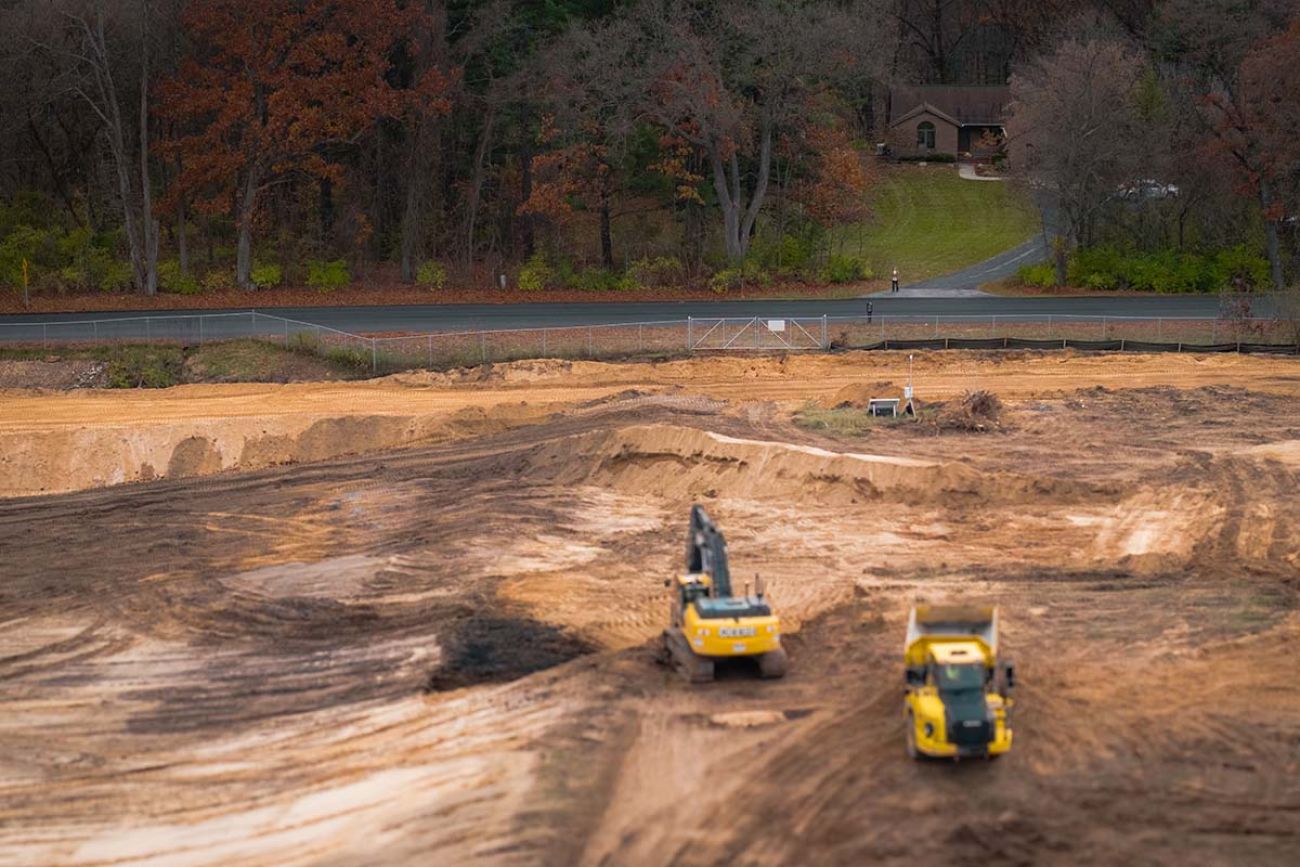 dirt pit with trucks