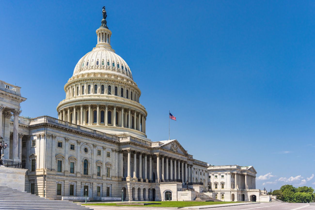 US capitol with a blue sky