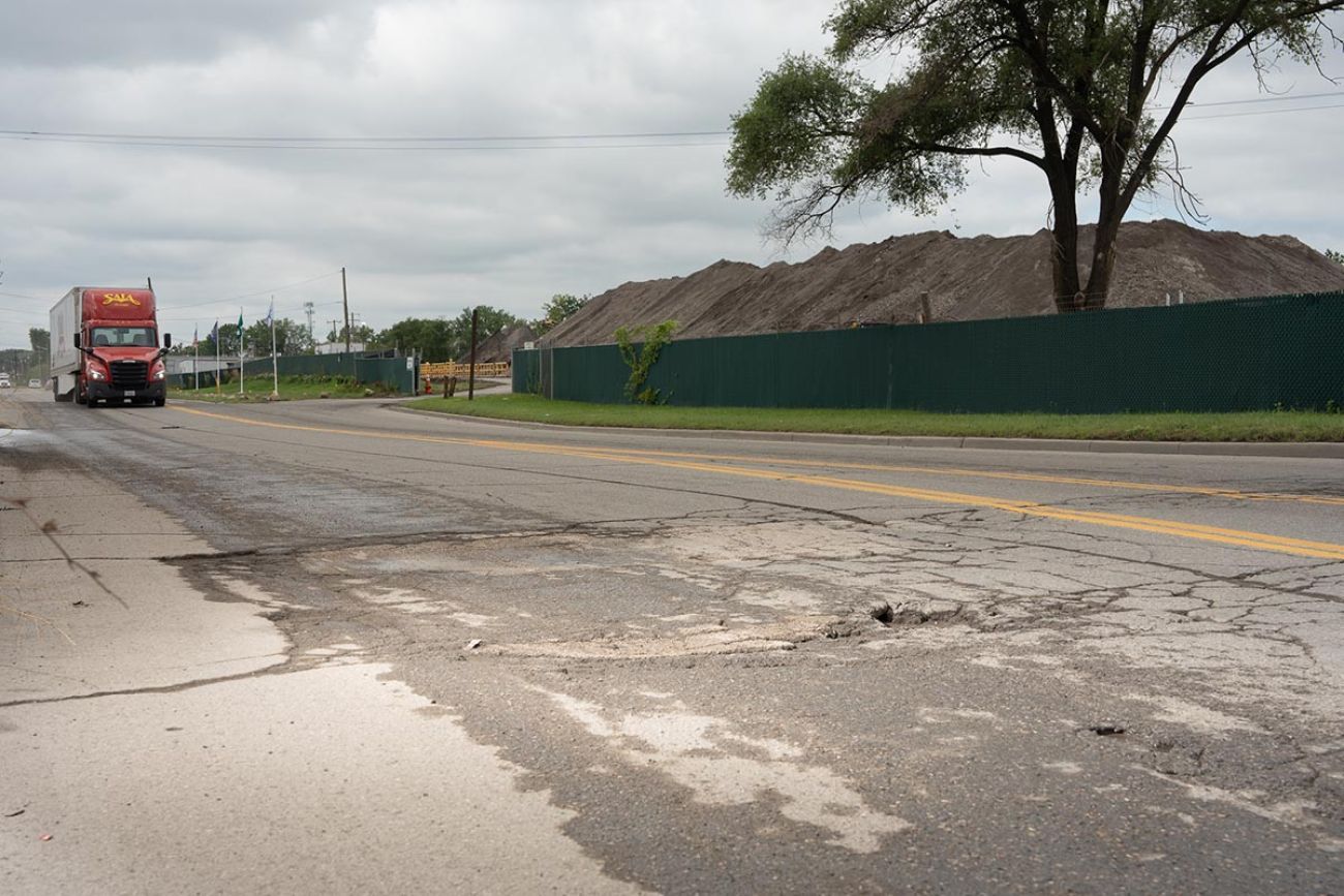 potholes on road