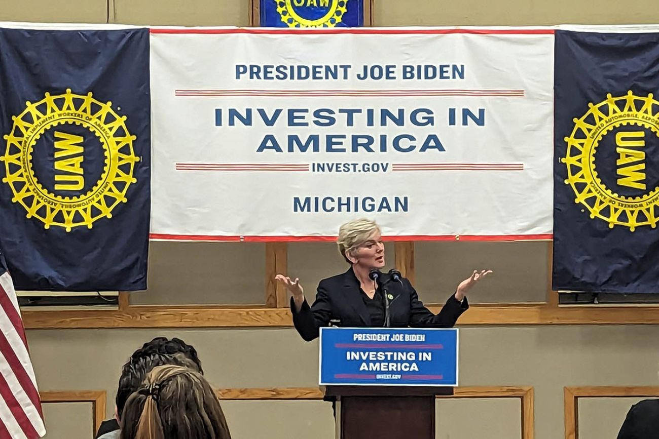 Jennifer Granholm at the podium