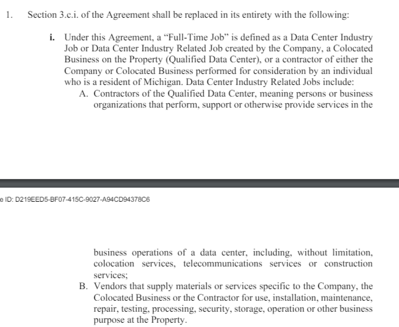 Amended agreement by Switch 