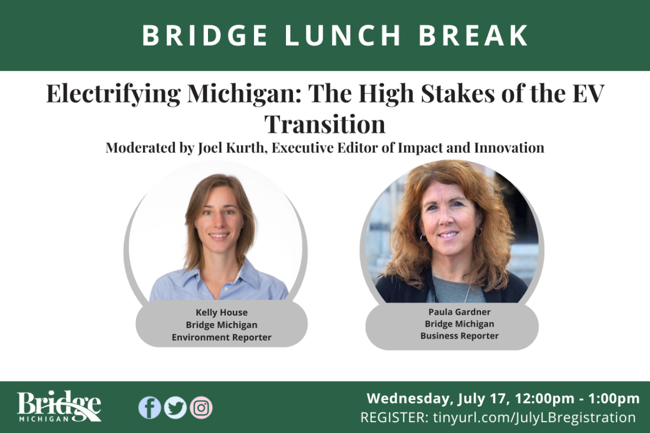 July Bridge Lunch break graphic; showcases the headshots of Paula Gardner and Kelly House