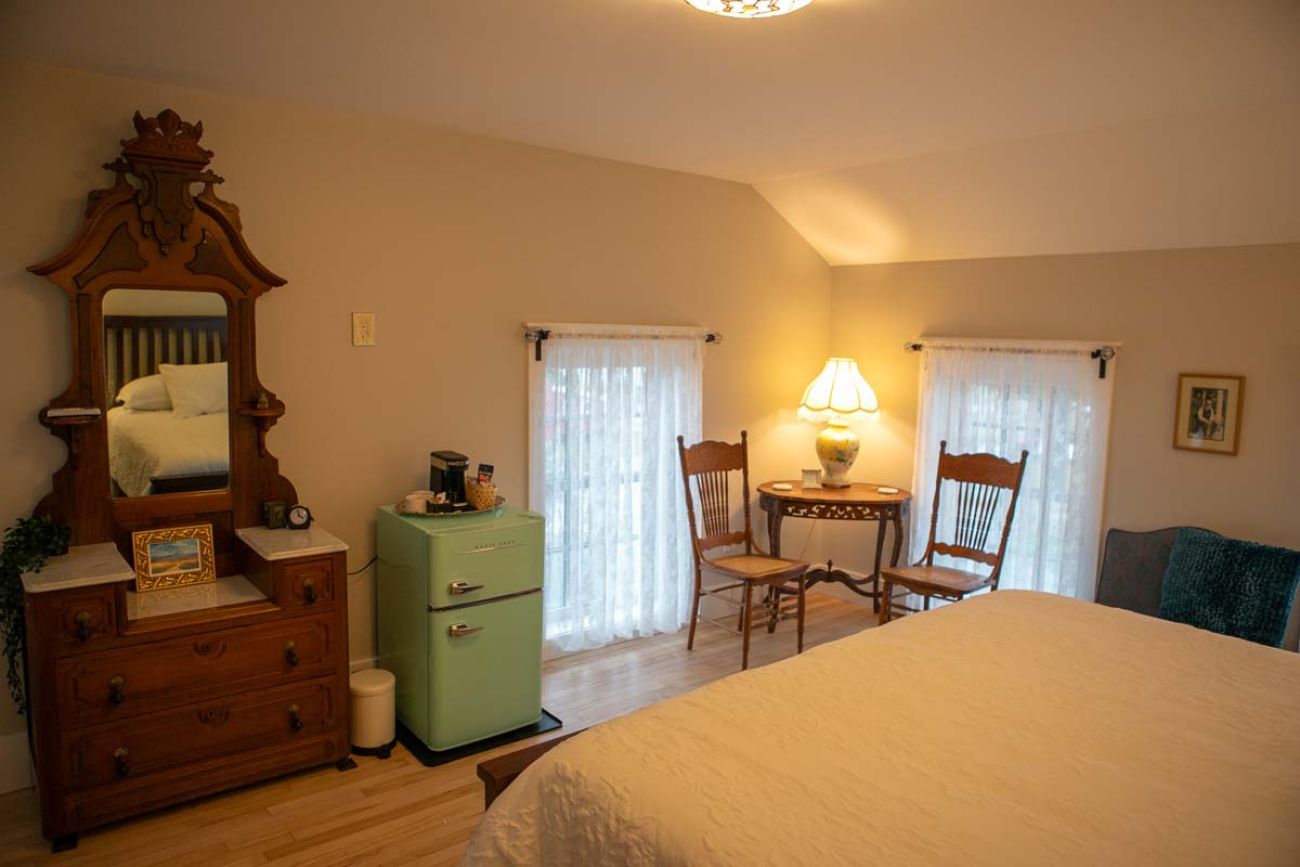 Empty bedroom at the Sleeping Bear Inn