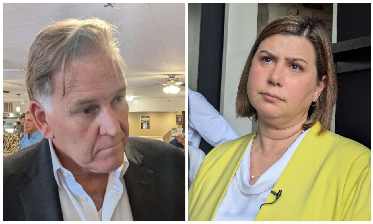 Mike Rogers and Elissa Slotkin split image