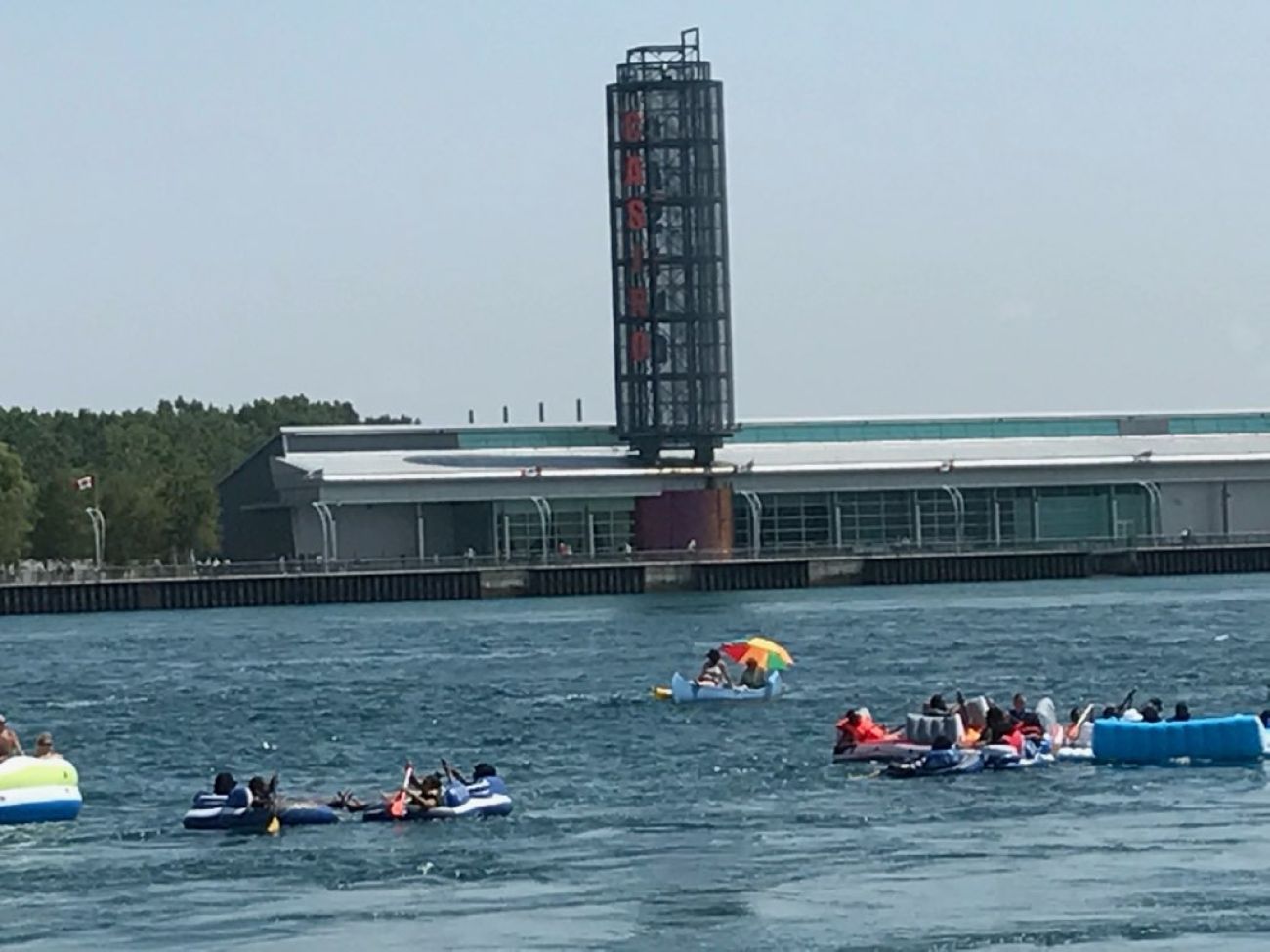 People floating along the St. Clair River