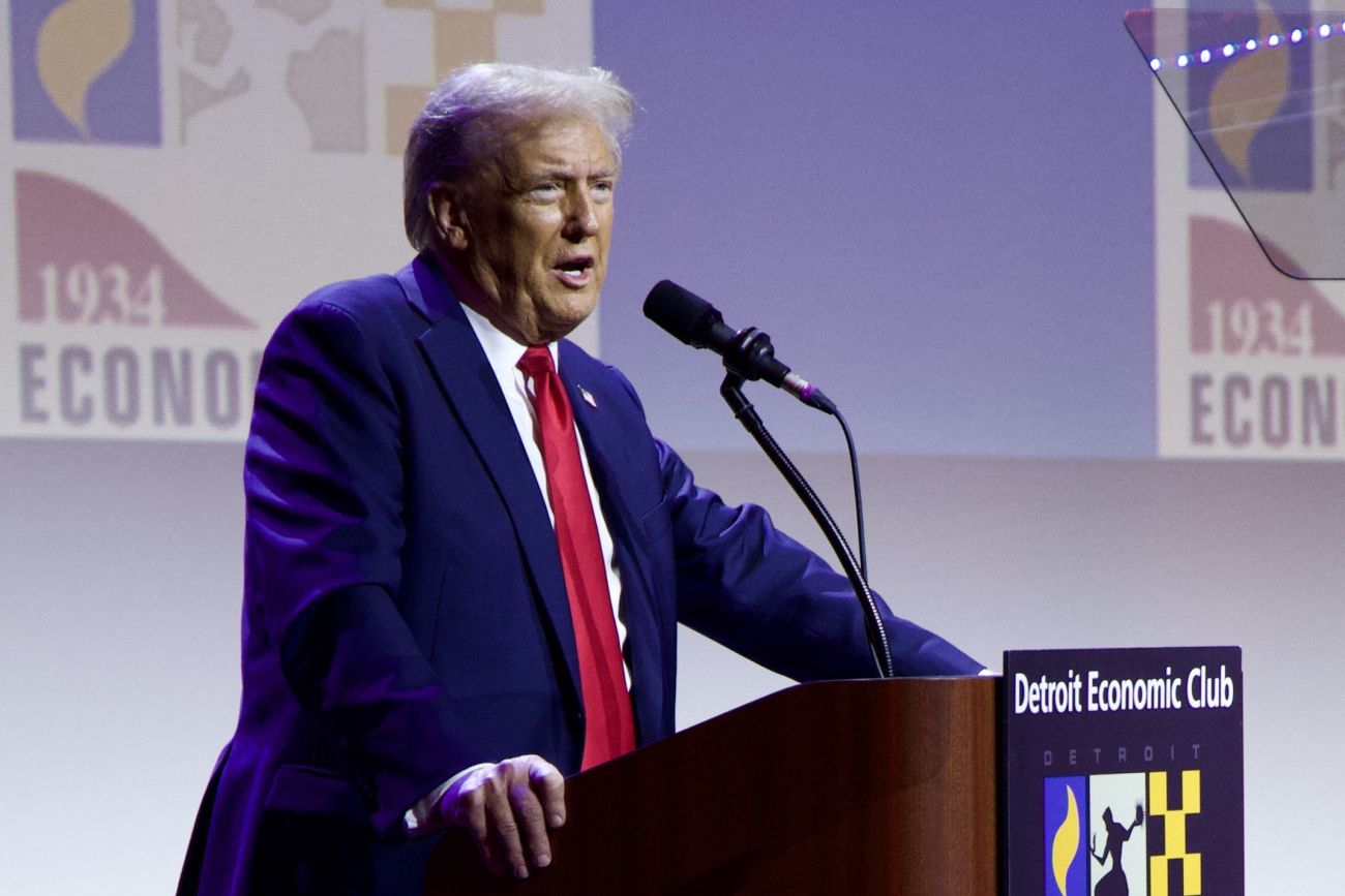 Donald Trump addressing at the Detroit Economic Club