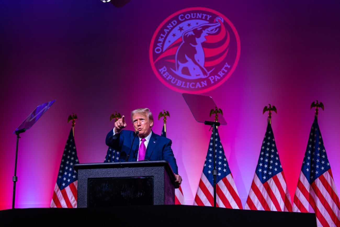 Donald Trump at a podium