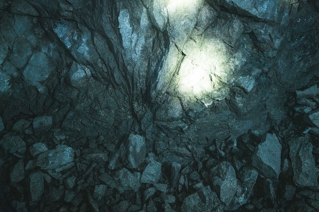 Black rocks inside the Eagle Mine in Marquette County