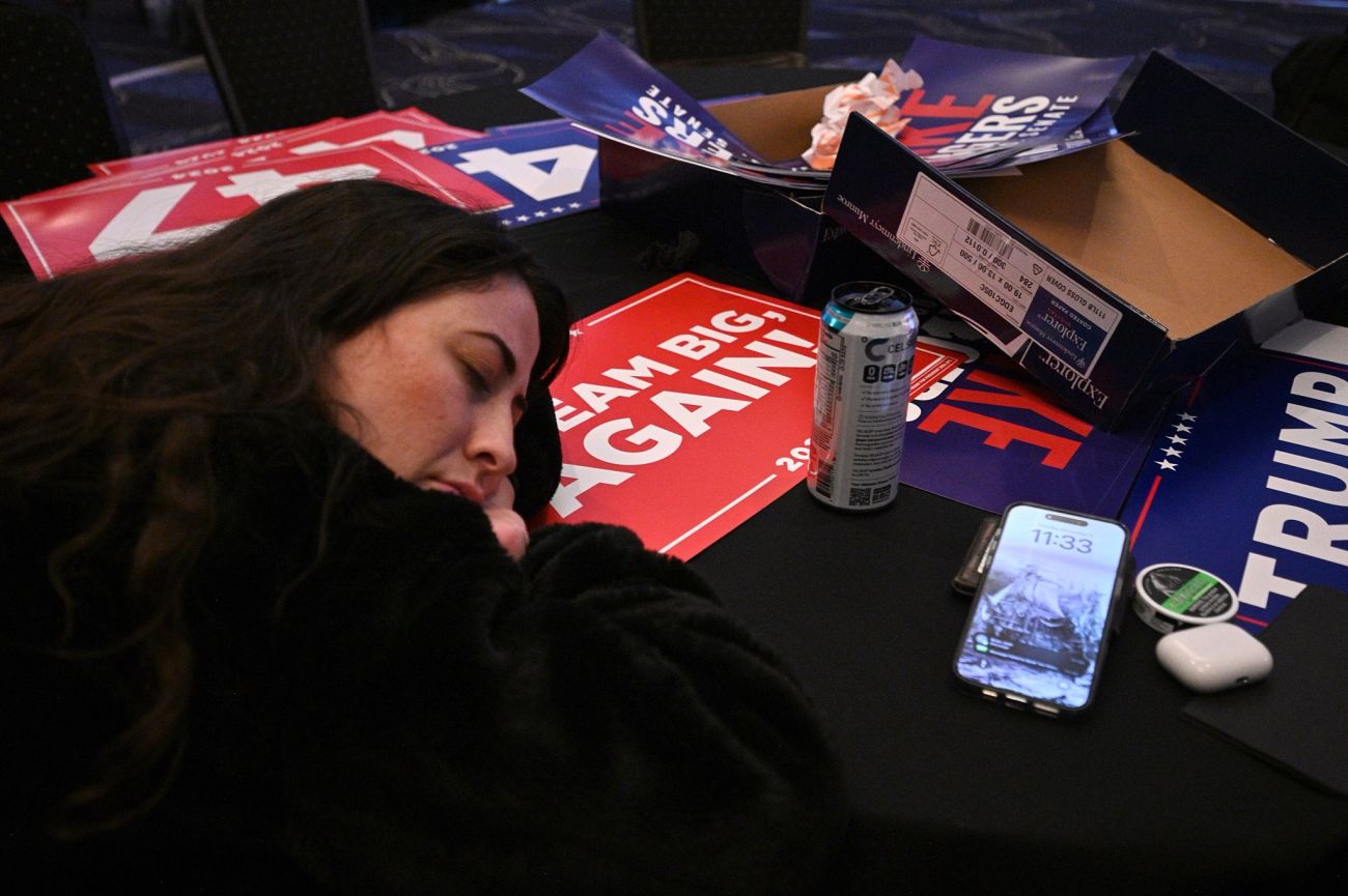 A woman putting her down on a table