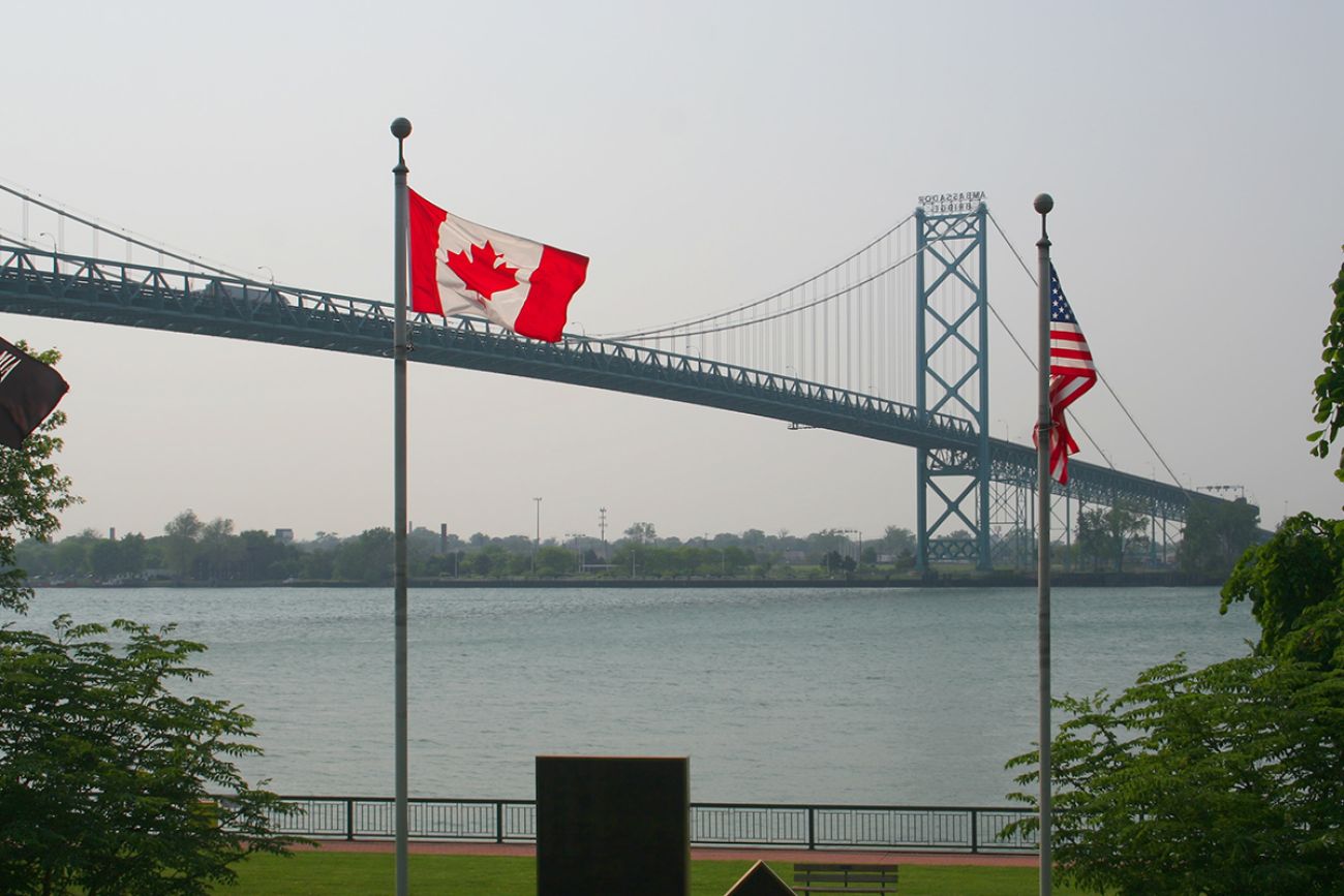 Ambassador Suspension Bridge and Flags