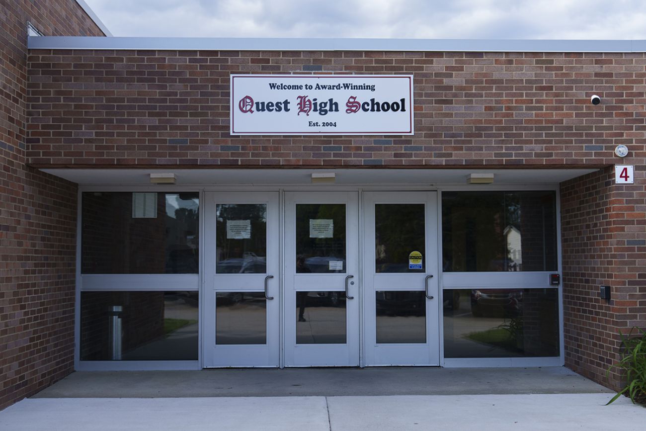 An outside view of Quest High School. 