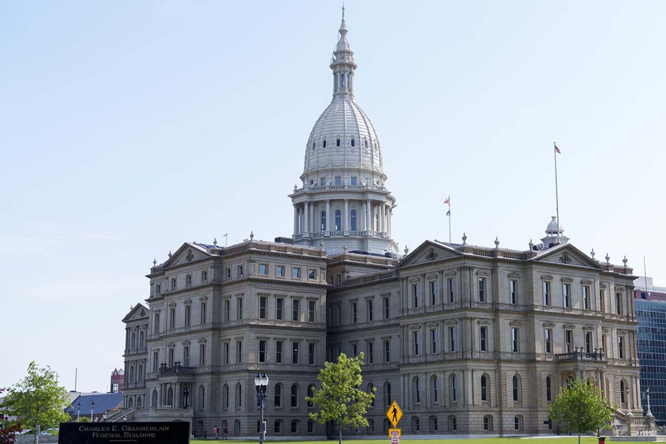 The Michigan State Capitol building in Lansing, Mich.