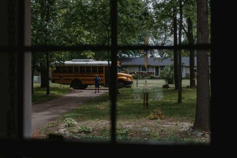 boy near a bus