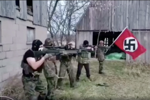 group of men with nazi flag