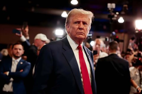 Donald Trump at a campaign rally at the PPG Paints Arena on November 04, 2024 in Pittsburgh, Pennsylvania.