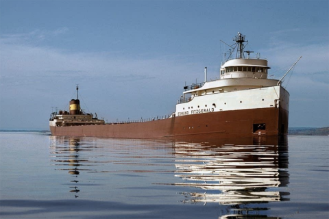 Edmund Fitzgerald ship on the lake.