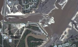 aerial view of Edenville dam in Midland