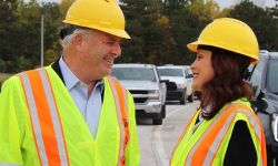 U.S. Rep. Dan Kildee talking to Michigan Gov. Gretchen Whitmer