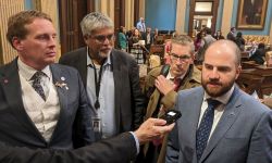 Republican Sen. Ed McBroom, left, and Democratic Sen. Jeremy Moss, 