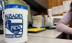 retro coffee mug on a desk