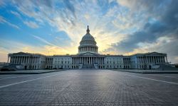 U.S. Capitol with sunset in Washington D.C.