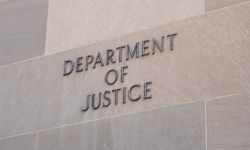  Sign at the United States Department of Justice in Washington, DC