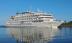 A giant white cruise ship