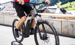 Man rides e-bike