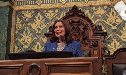 Gov. Gretchen Whitmer speaking at the 2024 State of the State