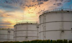 Big industrial oil tanks in a refinery base. industrial plant