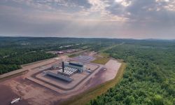 An aerial view of a natural gas station in Negaunee Township, Mich