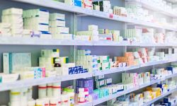 Prescriptions on a shelf in a store