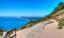 Lake Michigan can be seen from Sleeping Bear Dunes 