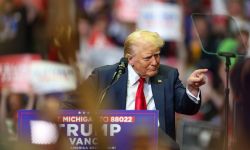 Donald Trump pointing at the crowd at a rally