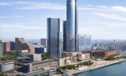 A rendering for the RenCen redevelopment in Detroit. 