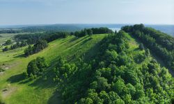 An aerial view of Sugar Loaf lands.