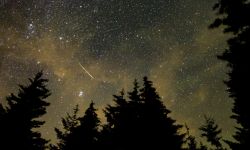 Perseid meteor shower in the sky.
