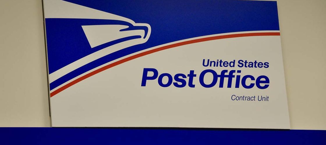 Signboard of United States post office at Millenia mall in Orlando.